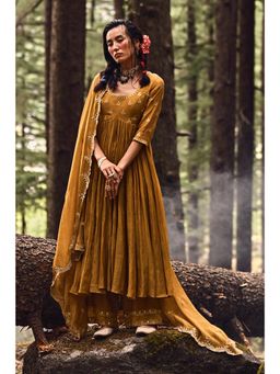 Paulmi & Harsh - Larissa Mustard Anarkali with Palazzo and Dupatta