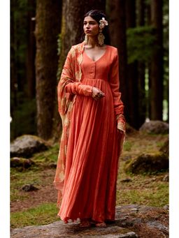 Paulmi & Harsh - Gisele Orange Anarkali with Pant and Dupatta