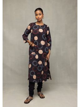 Sutra Art of Clothing - Black Ajrakh Print Kurta