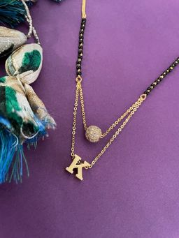 Digital Dress Room - K Letter AD Ball Pendant Mangalsutra