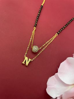 Digital Dress Room - N Letter AD Ball Pendant Mangalsutra
