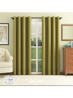 HomeTown - Emilia Solid Double Layered Set of 2 Black Out Xl Door Curtain in Citron Color