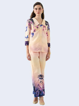 Label By Mohita - Women Yellow Printed Rayon Co-Ord Set