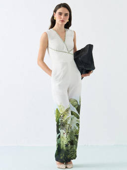 Label By Mohita - Women White Printed Rayon Jumpsuit