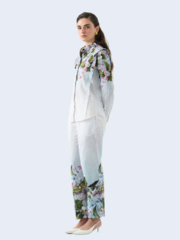 Label By Mohita - Women White Printed Cotton Linen Co-Ord Set