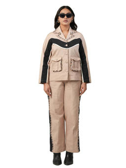 Label By Mohita - Women Beige Colorblock Denim Co-Ord Set