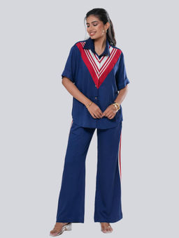 Label By Mohita - Women Blue Solid/Plain Viscose Co-Ord Set