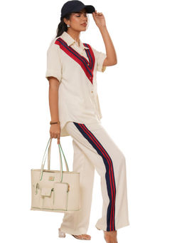 Label By Mohita - Women Off White Colorblock Viscose Co-Ord Set