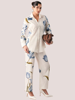 Label By Mohita - Women Off White Floral Cotton Linen Co-Ord Set