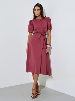 Styli - Women Pink Solid/Plain Cotton Dress