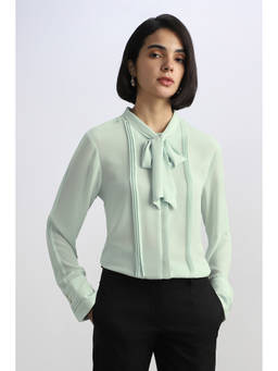 Allen Solly - Women Green Textured Polyester Shirt