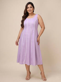 PURVAJA CURVE - Women Purple Solid/Plain Cotton Dress