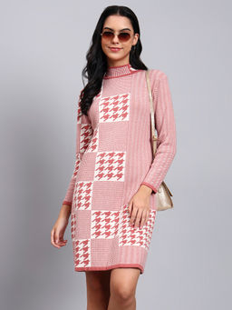 MODKLINE WITH MK - Women Pink Checks Wool Dress
