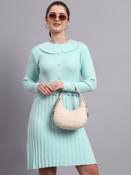 MODKLINE WITH MK - Women Green Textured Wool Dress