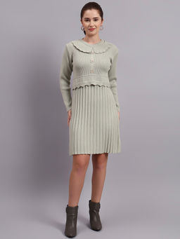 MODKLINE WITH MK - Women Green Textured Wool Dress