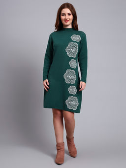 MODKLINE WITH MK - Women Green Floral Wool Dress