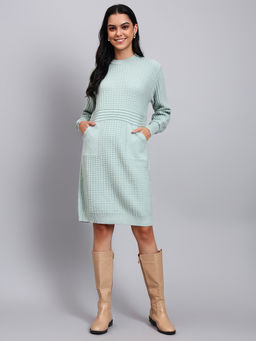 MODKLINE WITH MK - Women Green Textured Wool Dress