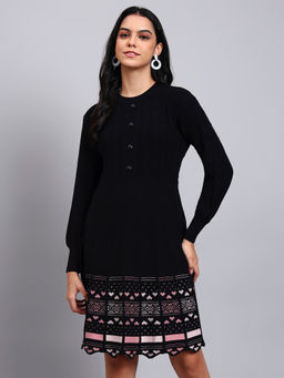MODKLINE WITH MK - Women Black Textured Wool Dress
