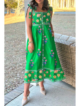 Errabelly - Women Green Floral Polyester Dress