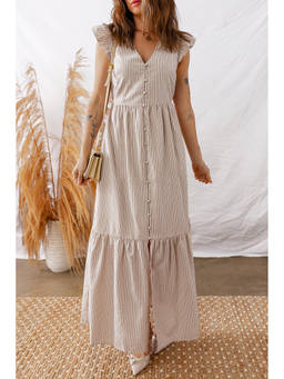 Errabelly - Women Khaki Stripes Cotton Dress
