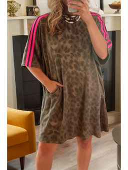 Errabelly - Women Brown Animal Print Polyester Dress