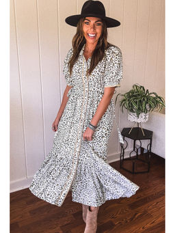 Errabelly - Women White Animal Print Viscose Dress