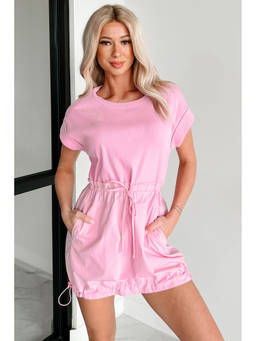 Errabelly - Women Pink Solid/Plain Cotton Dress