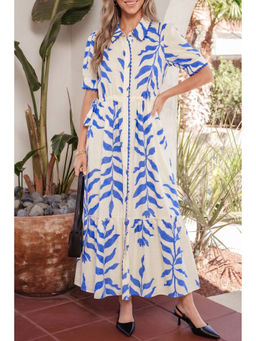 Errabelly - Women Blue Floral Viscose Dress