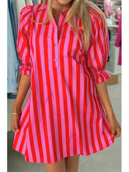 Errabelly - Women Pink Stripes Cotton Dress