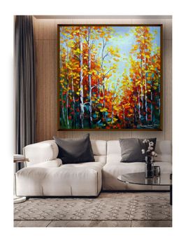 The Art House - Yellow Orange Colored Floral Botanical Painting Wall Art