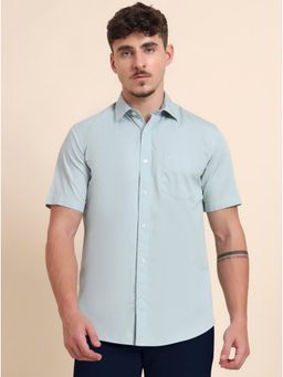 Greenfibre - Green 100% Cotton Solid Semi Casual Shirt