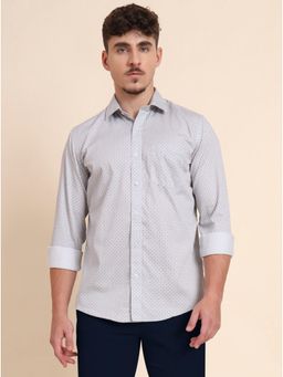 JadeBlue - Grey 100% Cotton Printed Semi Casual Shirt