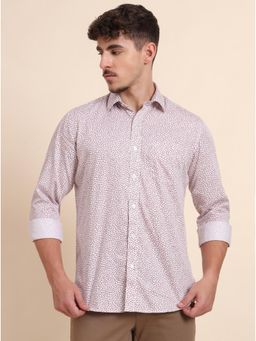 JadeBlue - Orange 100% Cotton Printed Semi Casual Shirt