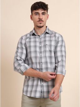 JadeBlue - Grey 100% Cotton Solid Casual Shirt