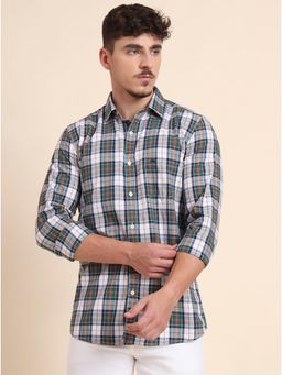 JadeBlue - Green 100% Cotton Checked Casual Shirt