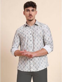 Wyre - Cream 100% Polyester Printed Party Wear Shirt