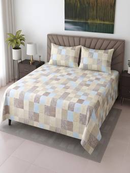 Threadwear - Multicolor Checks Cotton 400 TC Flat Super King size bedsheet