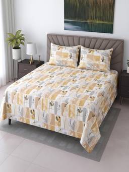 Threadwear - Multicolor Floral Cotton 400 TC Flat Super King size bedsheet