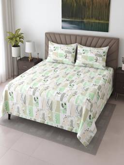 Threadwear - Multicolor Floral Cotton 400 TC Flat Super King size bedsheet