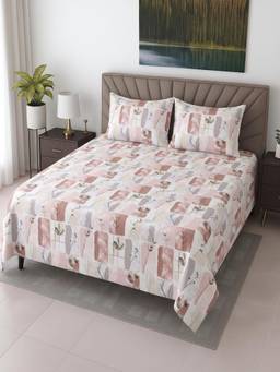 Threadwear - Multicolor Floral Cotton 400 TC Flat Super King size bedsheet