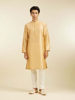 Diwas by Manyavar - Beige Art Silk Solid Kurta with Pyjama (Set of 2)