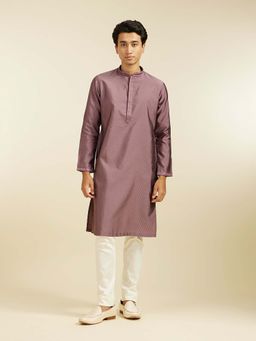Diwas by Manyavar - Mauve Art Silk Jacquard Woven Kurta with Pyjama (Set of 2)