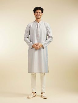 Diwas by Manyavar - Light Blue Viscose Blend Jacquard Weave Woven Kurta with Pyjama (Set of 2)