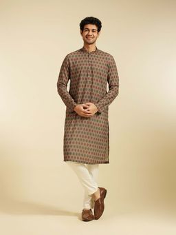 Diwas by Manyavar - Multi-Color Cotton Blend Printed Kurta with Pyjama (Set of 2)