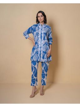 Kameez - Blue Digital Print Cotton Kurta with Pant (Set of 2)