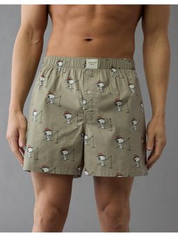 American Eagle - Men Green Mens Snoopy Fishing Stretch Boxer Short
