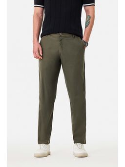 Snitch - Olive Solid Regular Casual Trouser