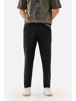 Snitch - Black Solid Regular Casual Trouser