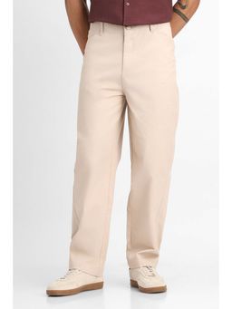 Snitch - Beige Plain Relaxed Casual Trouser
