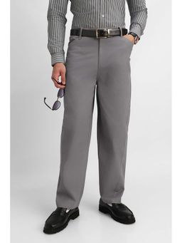 Snitch - Grey Plain Relaxed Casual Trouser
